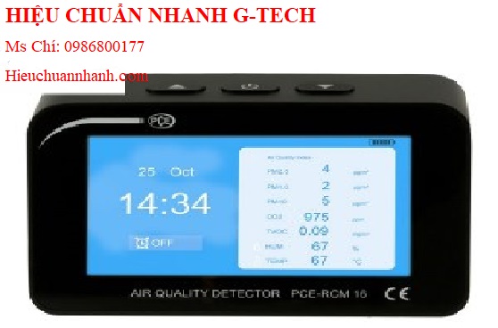 Hiệu chuẩn máy đếm hạt tiểu phân trong không khí PCE RCM 16 (TVOC/PM1, PM 2.5, PM10/CO2/Temp/ Rh).Hiệu chuẩn nhanh G-tech